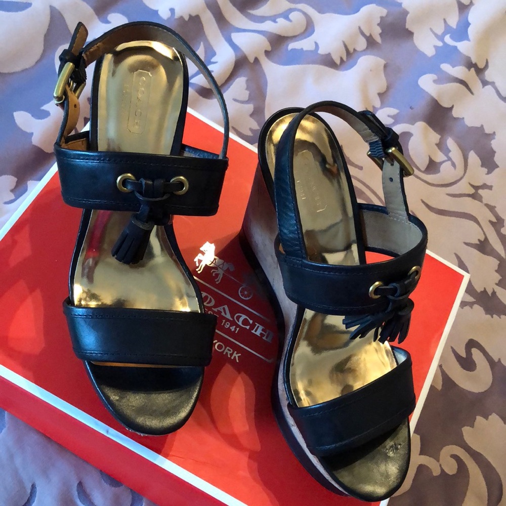 ❤️SOLD❤️ Coach Leather Wedges - Picture 4 of 6